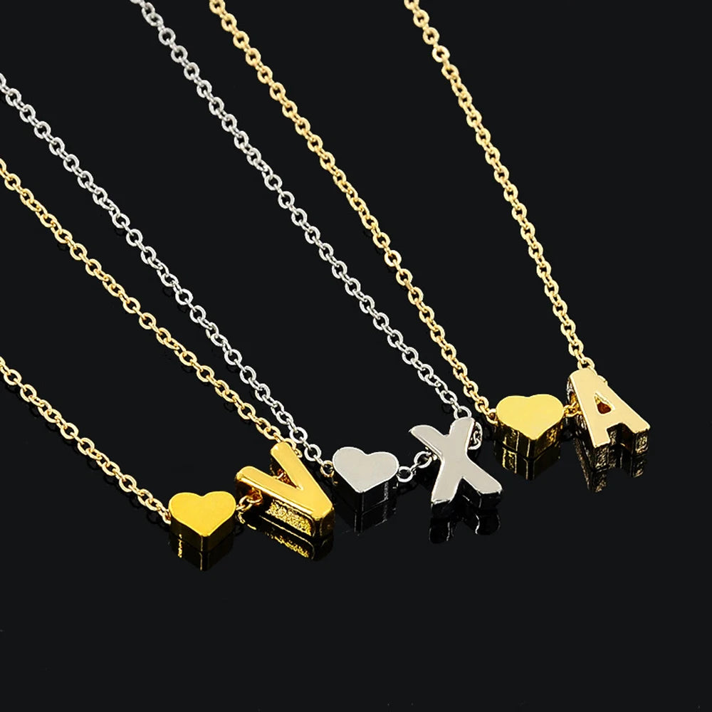 Elegant Heart Initial Necklace