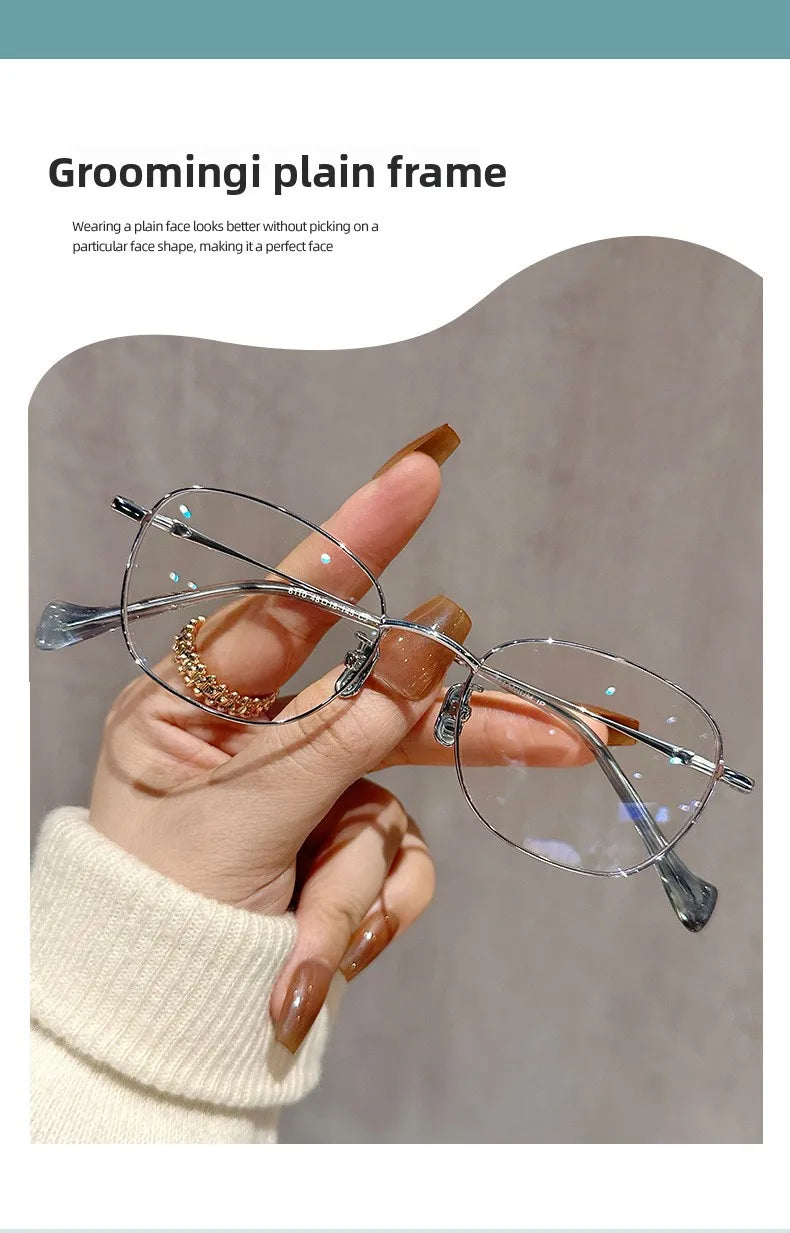 EYORA Ultralight Luxury Alloy Small Frame Reading Glasses Anti Blue Light Myopia and Hyperopia Photochromic Prescription Eyewear