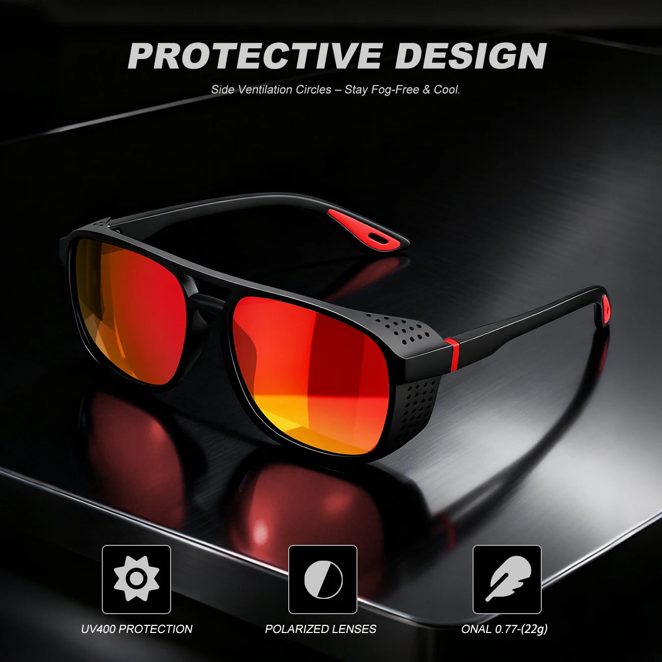 New Punk Polarized Sports Sunglasses Windproof UV400 Lightweight for Cycling Running Driving Outdoor Activities