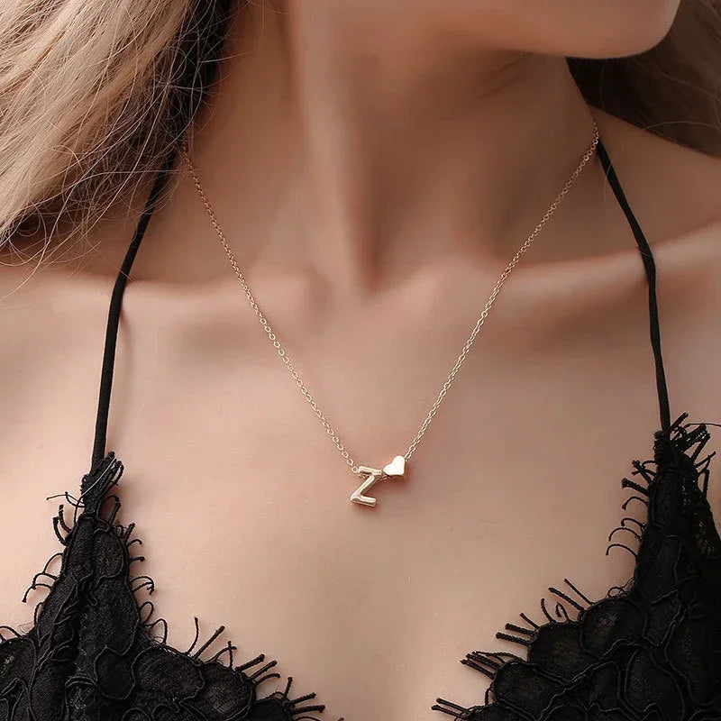 Elegant Heart Initial Necklace