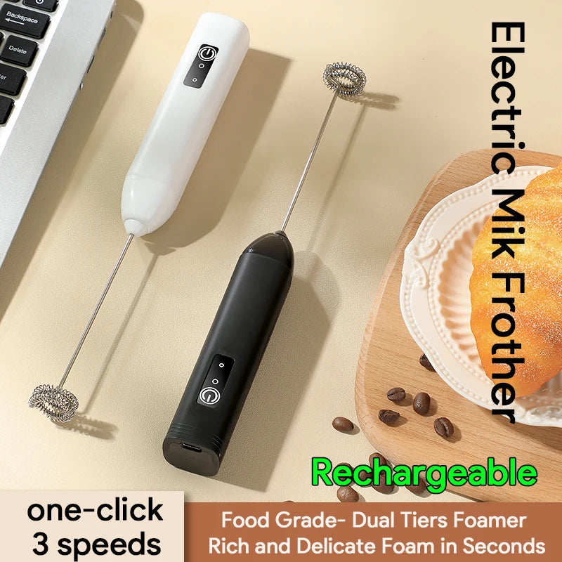 Electric Milk Frother – Handheld Coffee Foam Maker