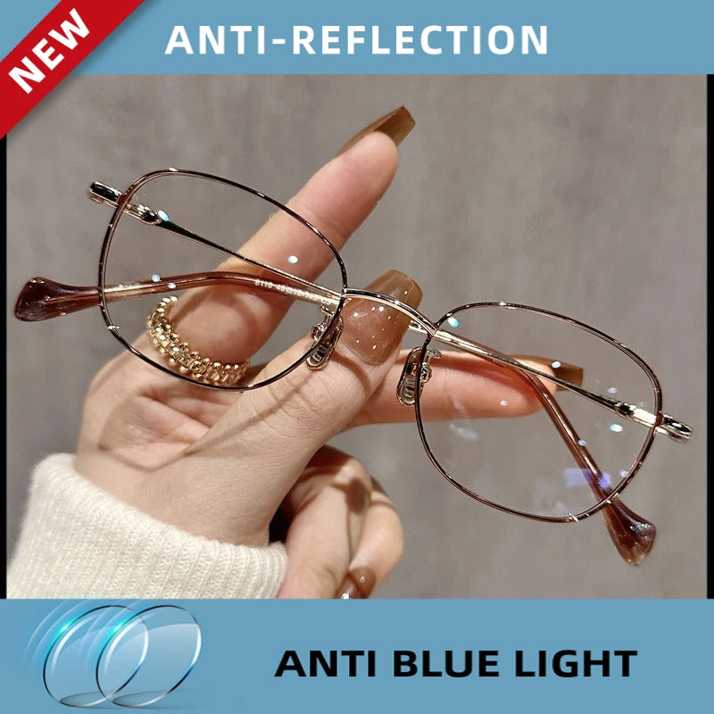 EYORA Ultralight Luxury Alloy Small Frame Reading Glasses Anti Blue Light Myopia and Hyperopia Photochromic Prescription Eyewear