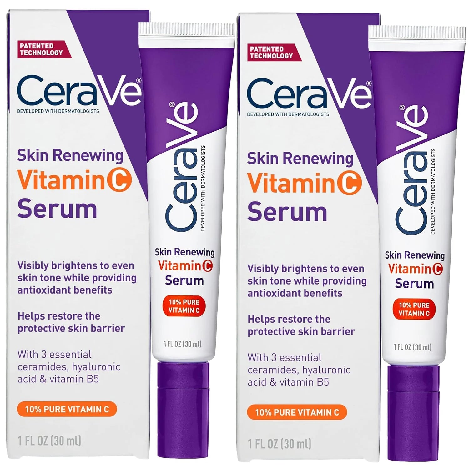 CeraVe Vitamin C Serum for Face with 10% Pure Vitamin C,Hyaluronic Acid & 3 Essential Ceramides,Skin Brightening Antioxidant 1oz