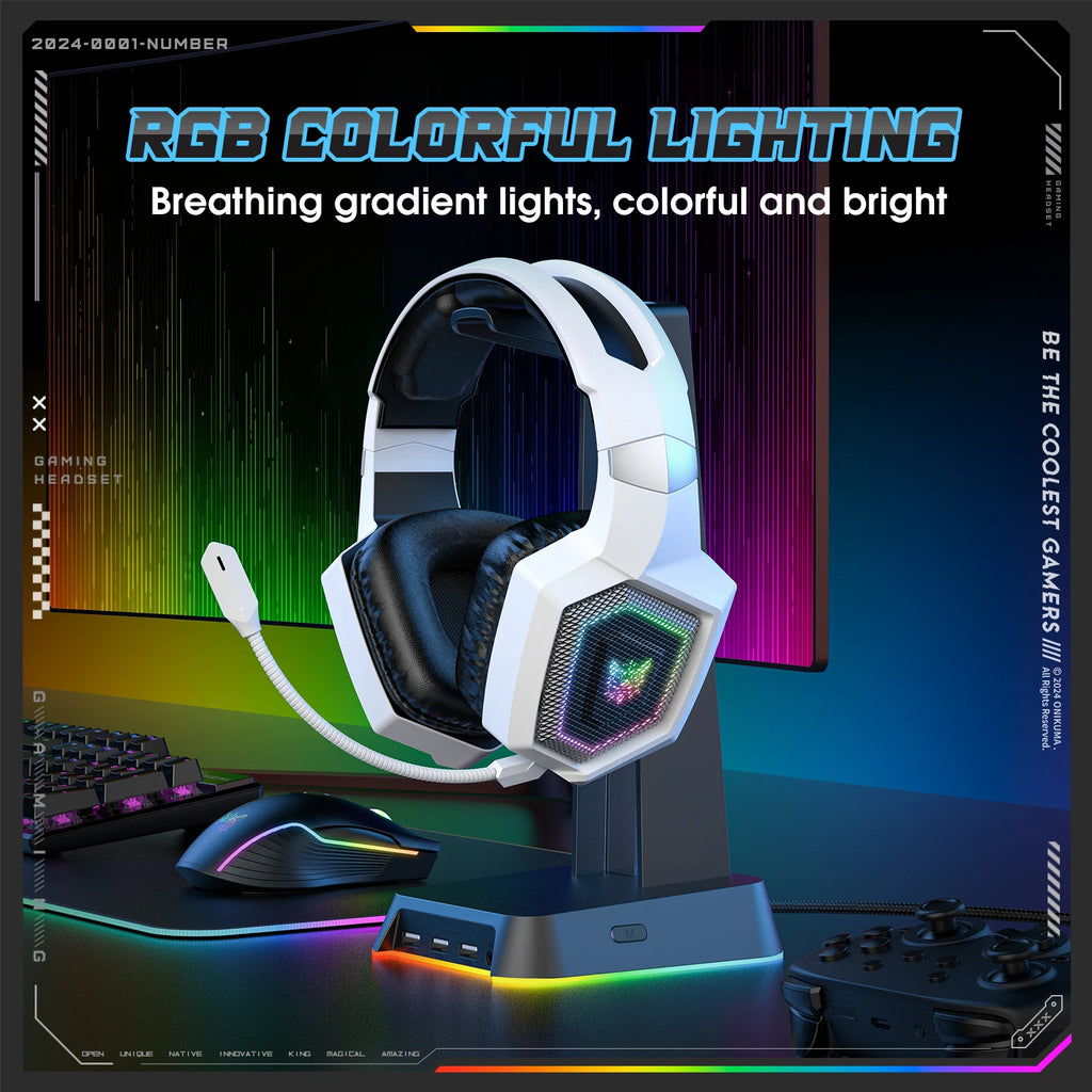 Wireless Gaming Headset – RGB & Noise Cancelling Mic