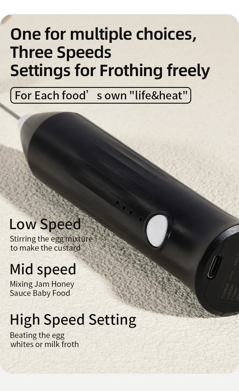 Electric Milk Frother – Handheld Coffee Foam Maker