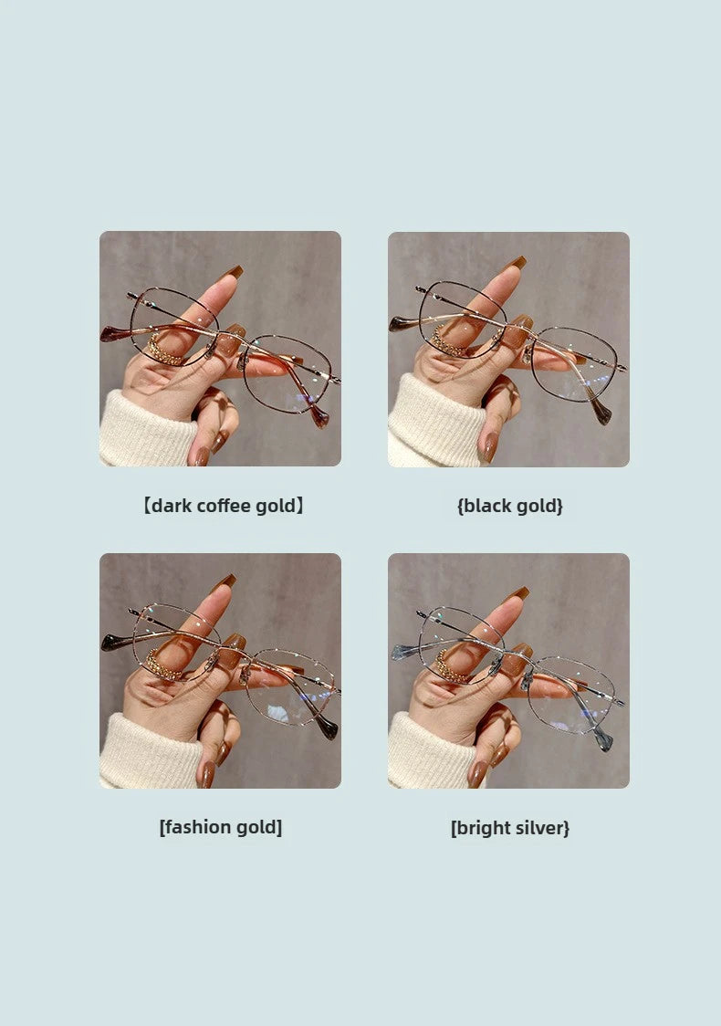 EYORA Ultralight Luxury Alloy Small Frame Reading Glasses Anti Blue Light Myopia and Hyperopia Photochromic Prescription Eyewear