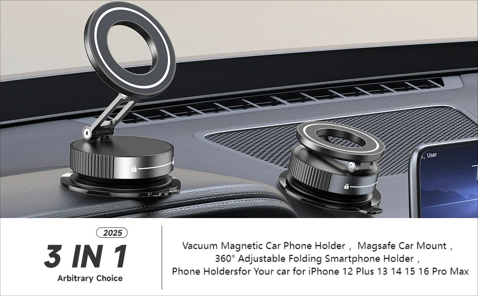 360° Magnetic Car Phone Holder (Strong Grip MagSafe Mount)