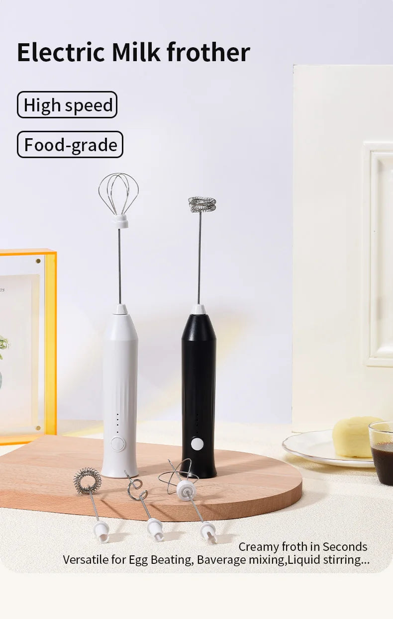 Electric Milk Frother – Handheld Coffee Foam Maker