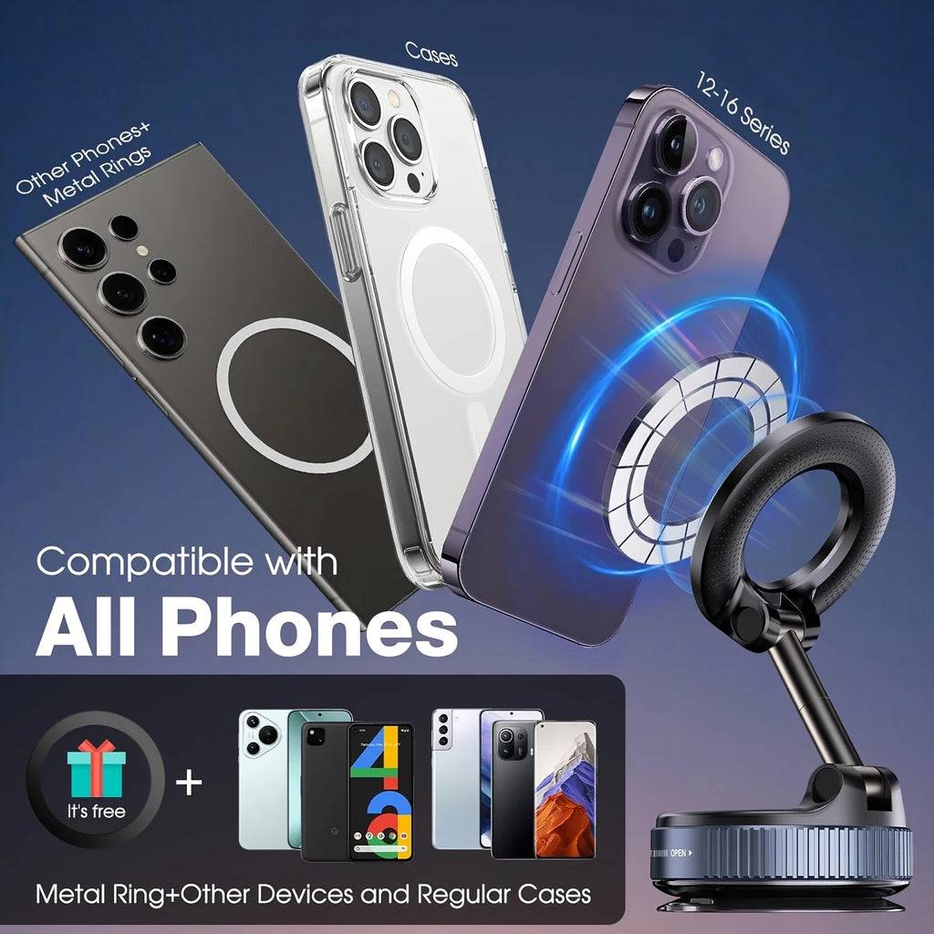 360° Magnetic Car Phone Holder (Strong Grip MagSafe Mount)