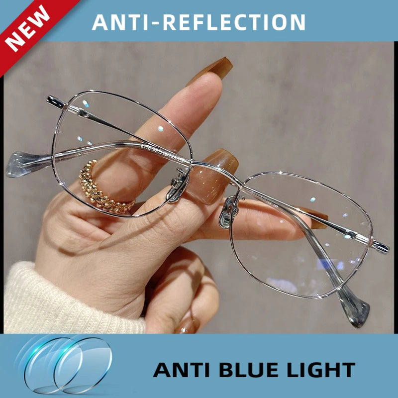 EYORA Ultralight Luxury Alloy Small Frame Reading Glasses Anti Blue Light Myopia and Hyperopia Photochromic Prescription Eyewear