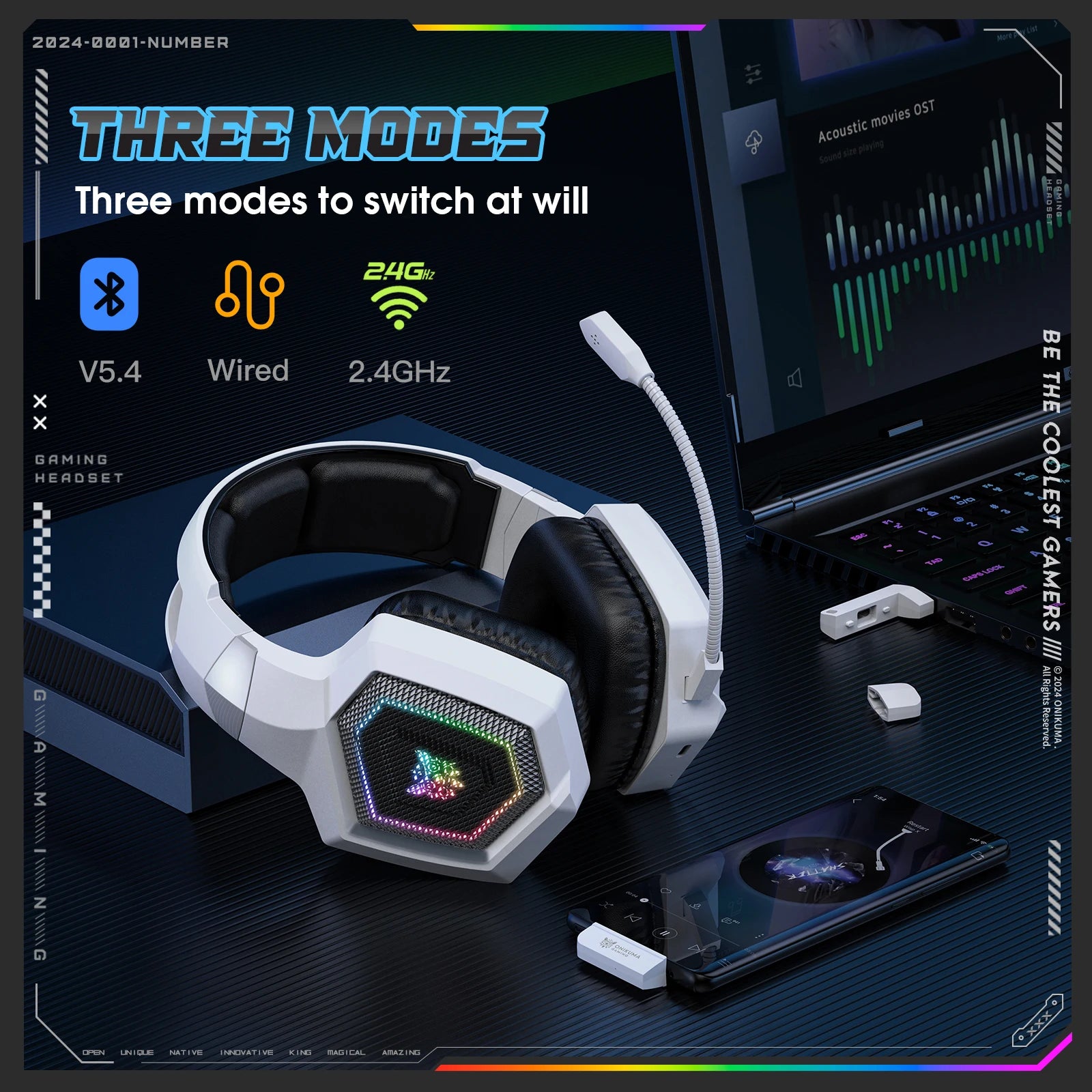 Wireless Gaming Headset – RGB & Noise Cancelling Mic