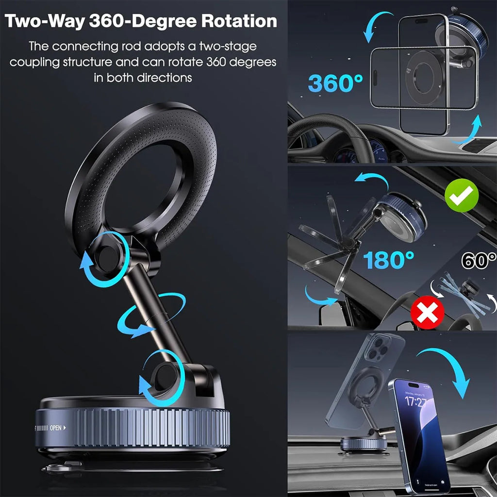360° Magnetic Car Phone Holder (Strong Grip MagSafe Mount)