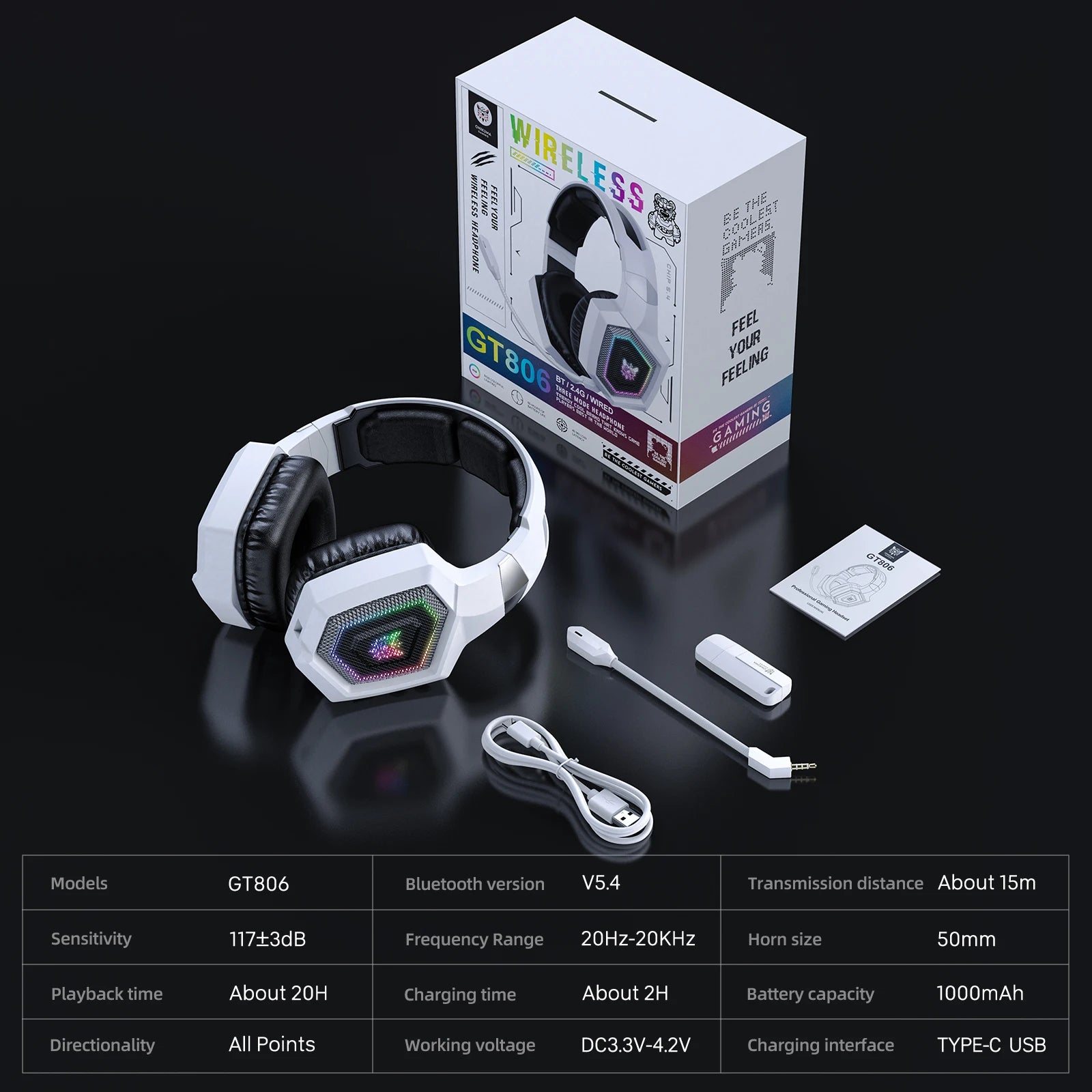 Wireless Gaming Headset – RGB & Noise Cancelling Mic