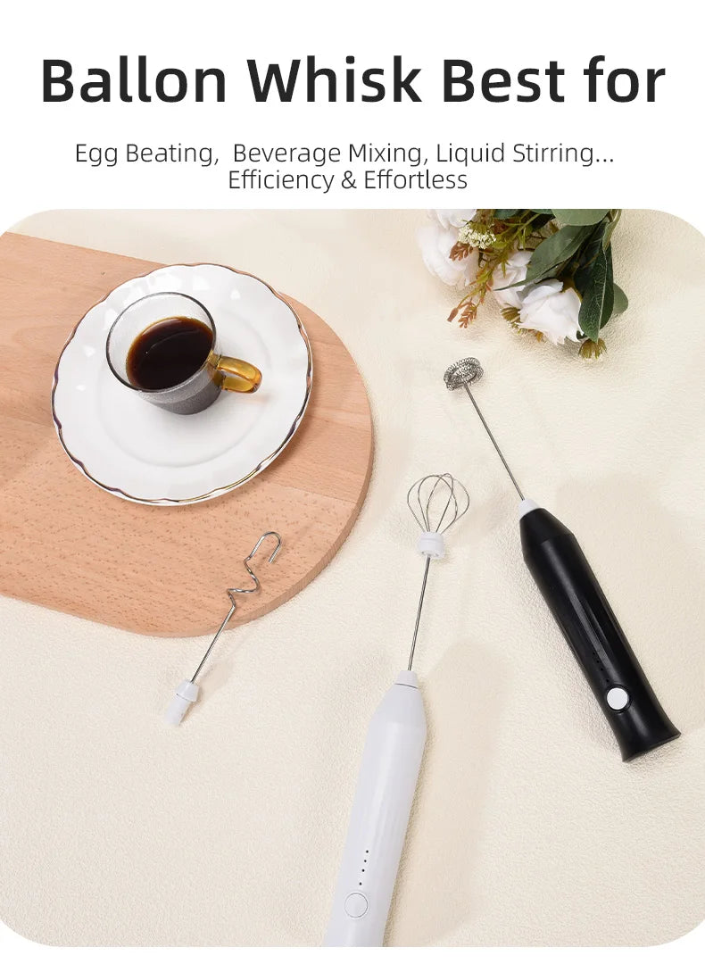 Electric Milk Frother – Handheld Coffee Foam Maker