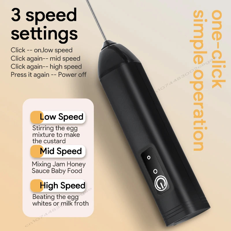 Electric Milk Frother – Handheld Coffee Foam Maker