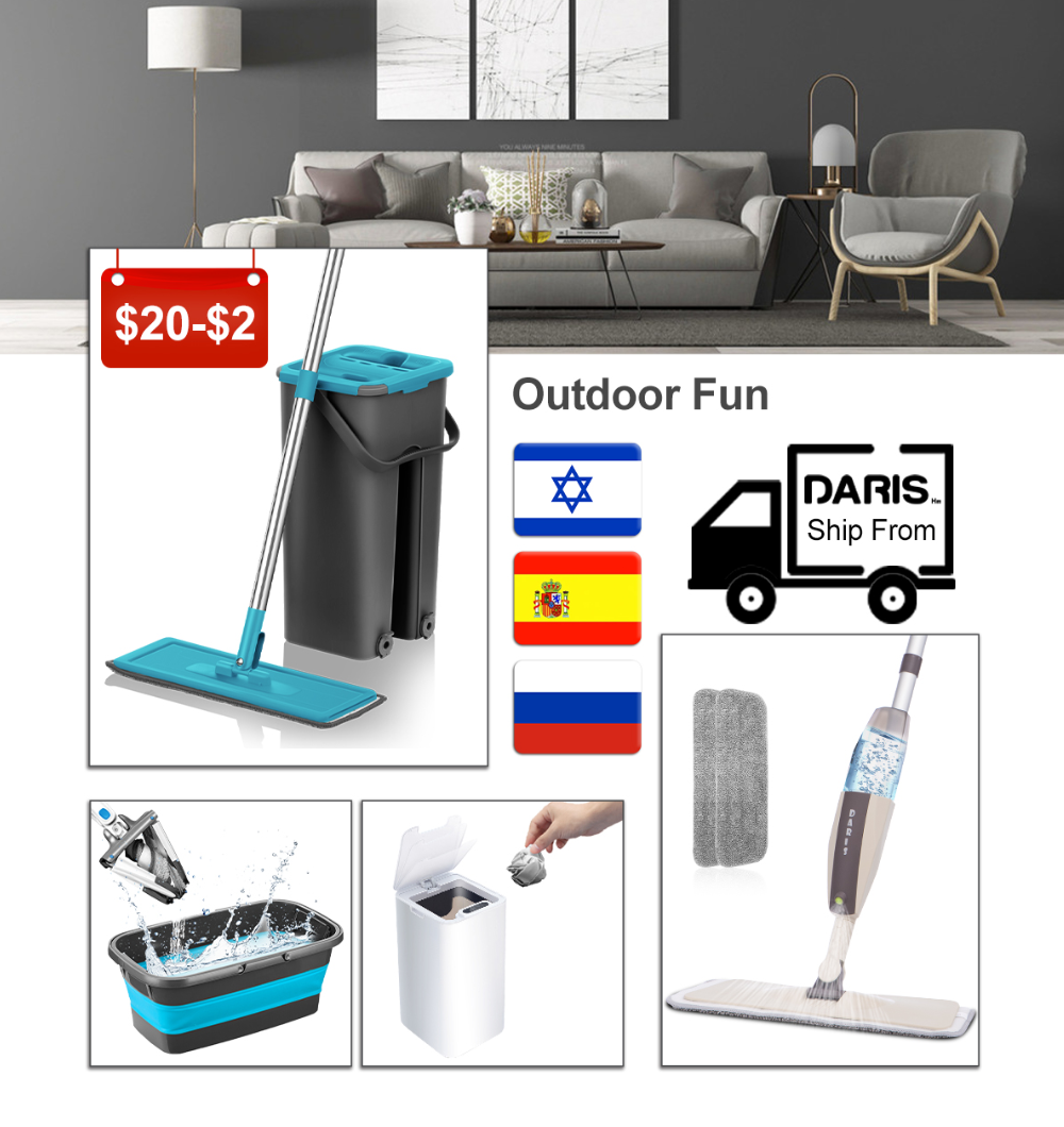 Magic Floor Cleaning Sweeper Brooms With Microfiber Pads 360° Rotation Flat Spray Floor Mop Broom For Cleaning Home Spin Mop
