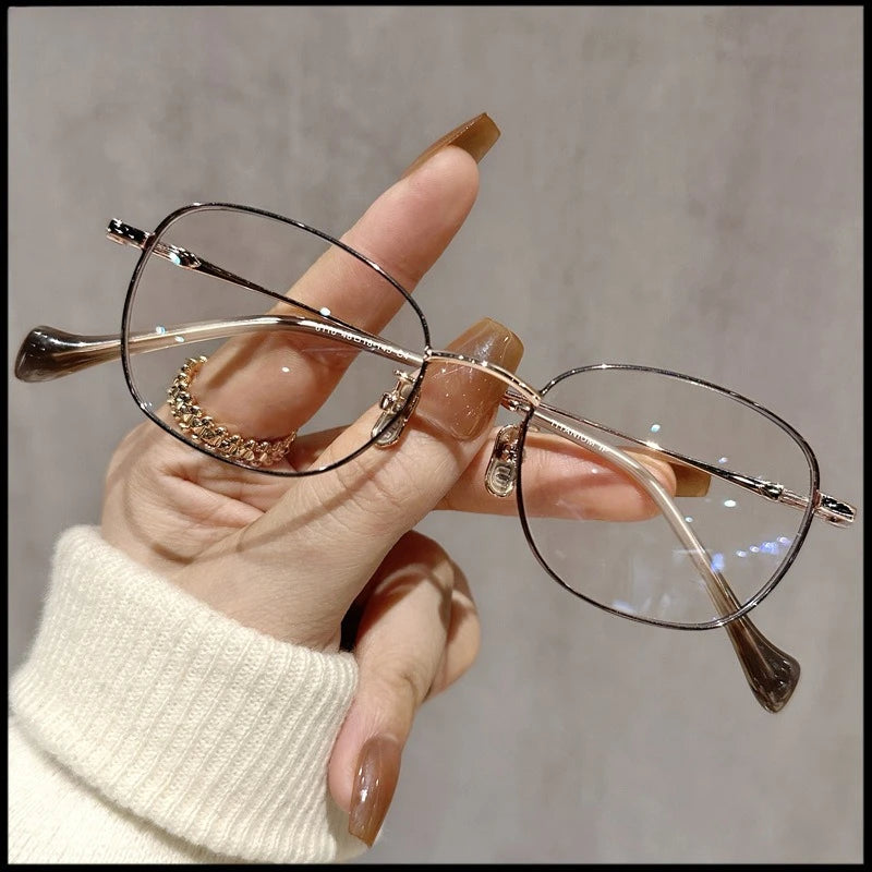 EYORA Ultralight Luxury Alloy Small Frame Reading Glasses Anti Blue Light Myopia and Hyperopia Photochromic Prescription Eyewear
