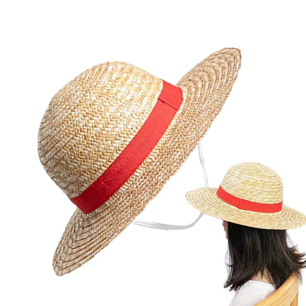 31cm/35CM Anime Straw Hat Festivals Party Cosplay Props Sun Protection Hat Parent-child Summer Sun Straw Beach Hat For Men Women