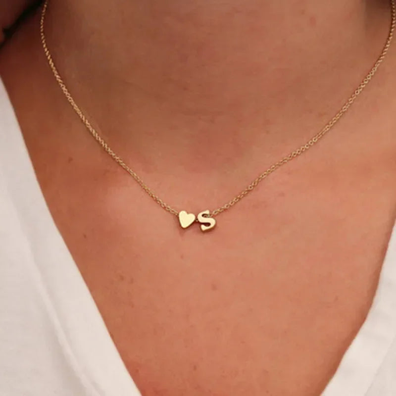 Elegant Heart Initial Necklace