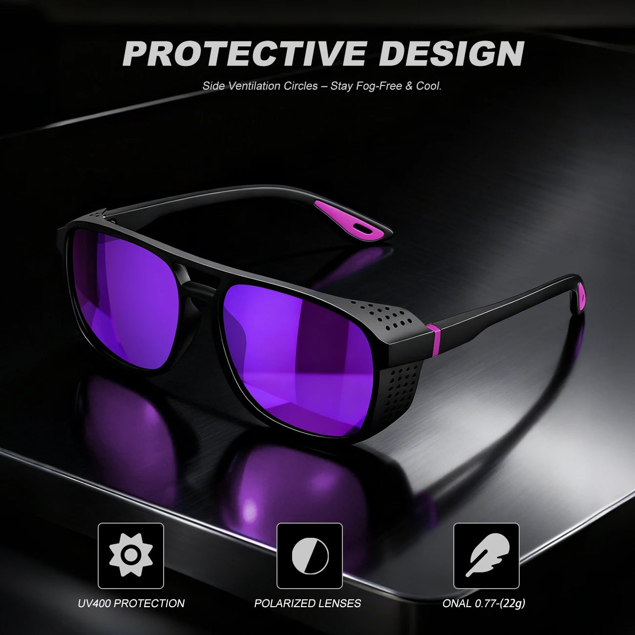 New Punk Polarized Sports Sunglasses Windproof UV400 Lightweight for Cycling Running Driving Outdoor Activities