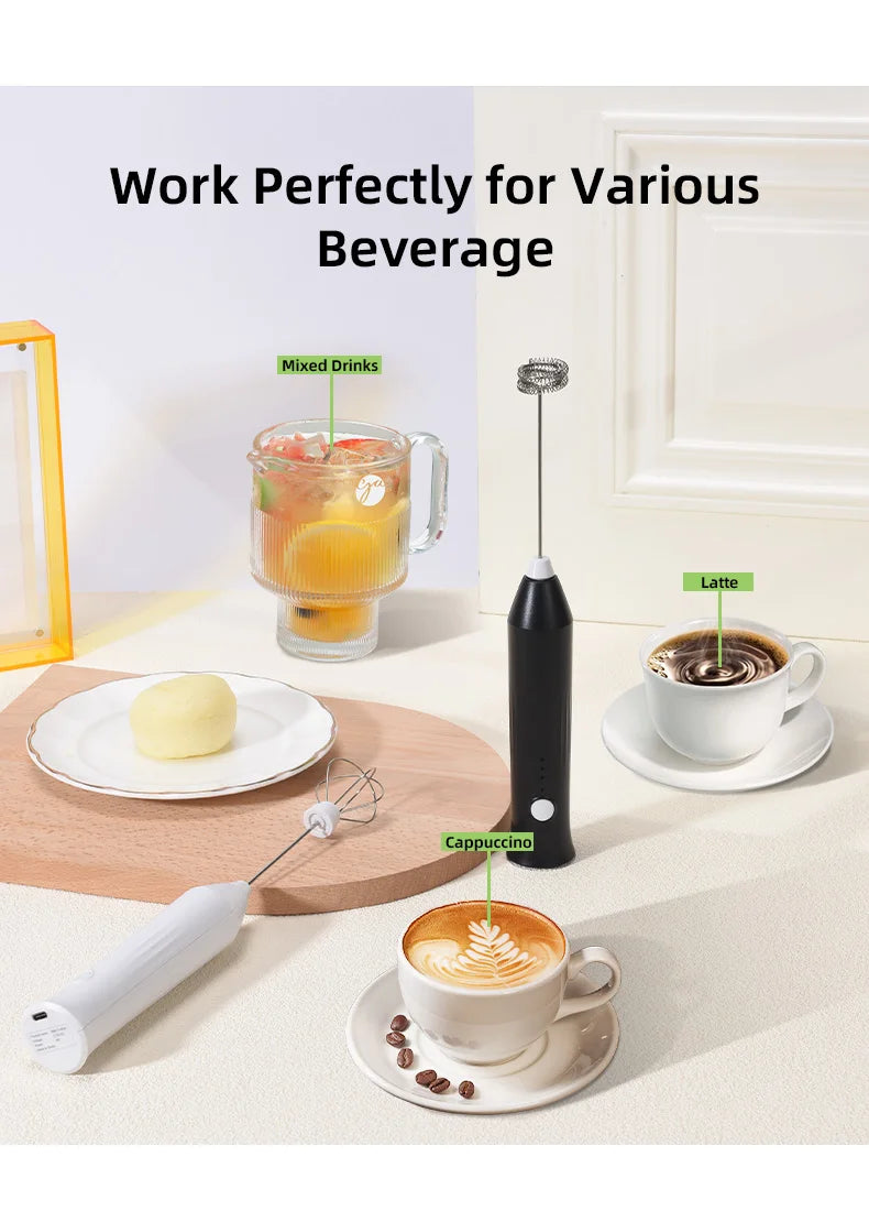 Electric Milk Frother – Handheld Coffee Foam Maker