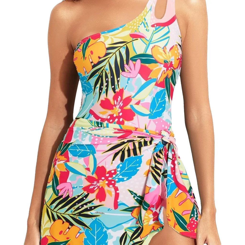 BellaCurve™ One-Shoulder Tummy Control Swim Dress
