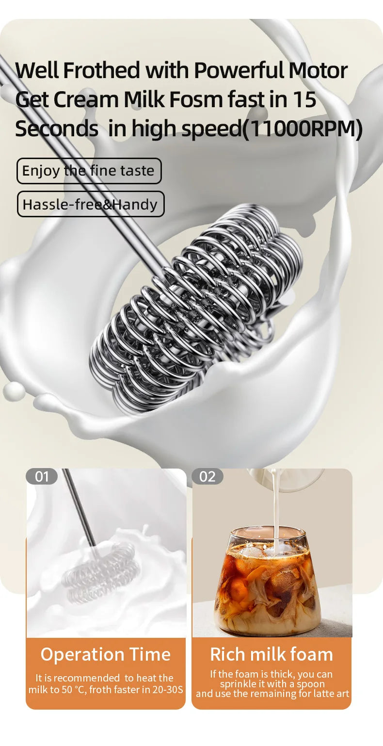 Electric Milk Frother – Handheld Coffee Foam Maker