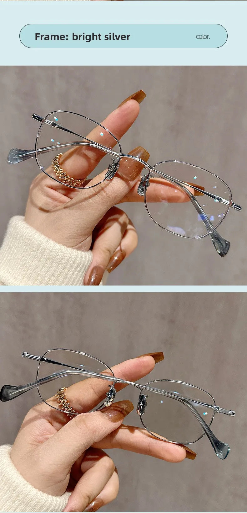 EYORA Ultralight Luxury Alloy Small Frame Reading Glasses Anti Blue Light Myopia and Hyperopia Photochromic Prescription Eyewear