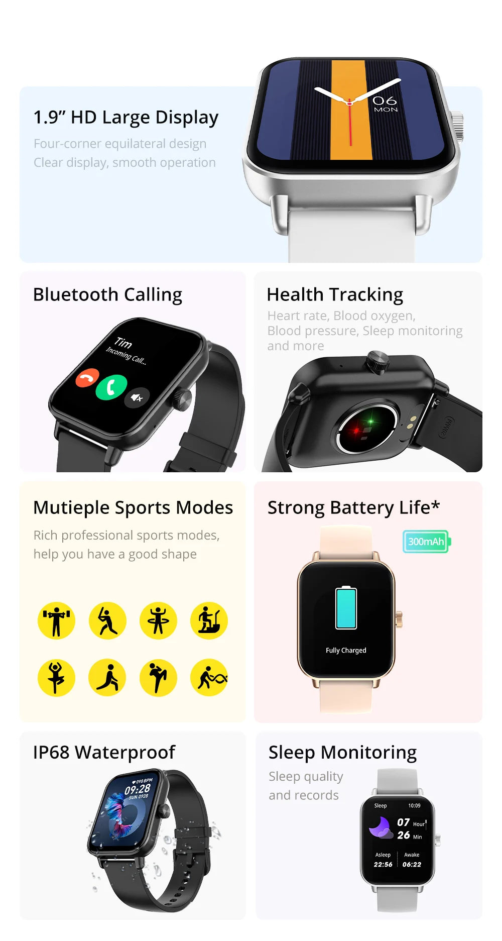 martwatch 1.9" Display – Bluetooth Calling & Health Tracker