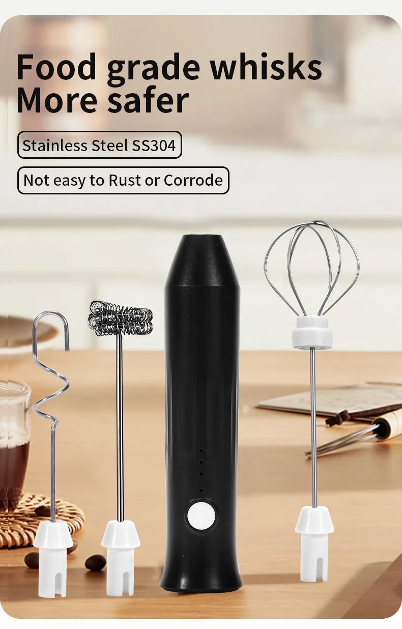Electric Milk Frother – Handheld Coffee Foam Maker