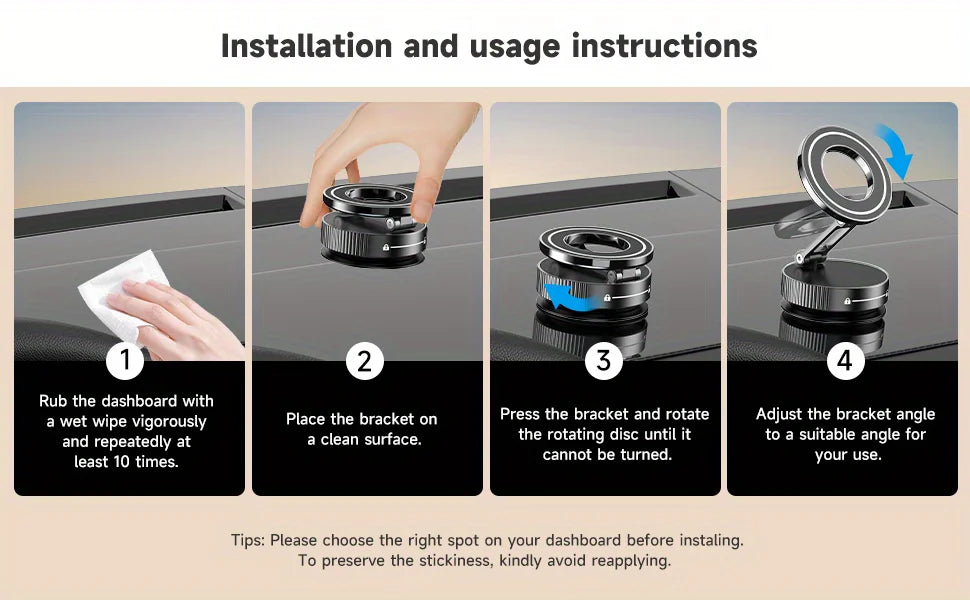 360° Magnetic Car Phone Holder (Strong Grip MagSafe Mount)