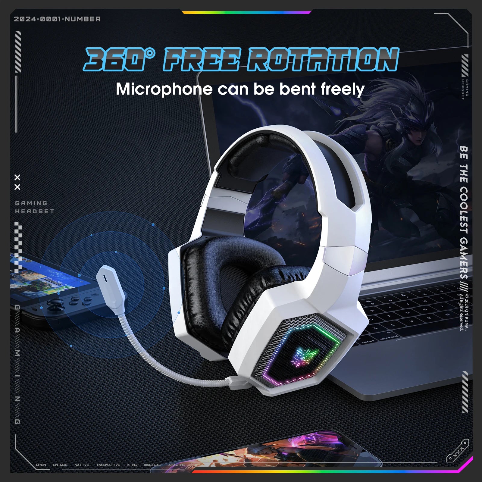 Wireless Gaming Headset – RGB & Noise Cancelling Mic