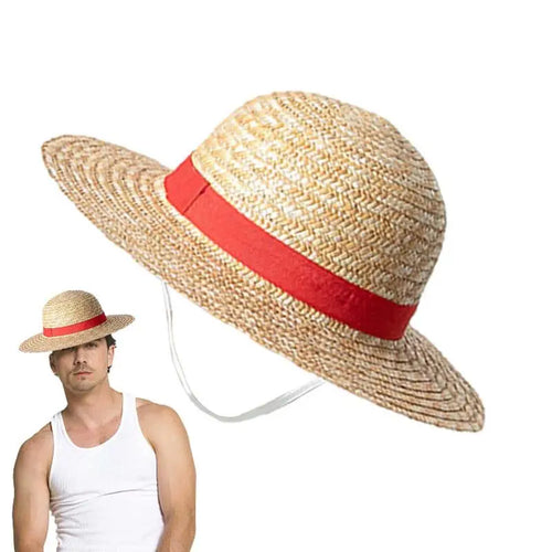 31cm/35CM Anime Straw Hat Festivals Party Cosplay Props Sun Protection Hat Parent-child Summer Sun Straw Beach Hat For Men Women