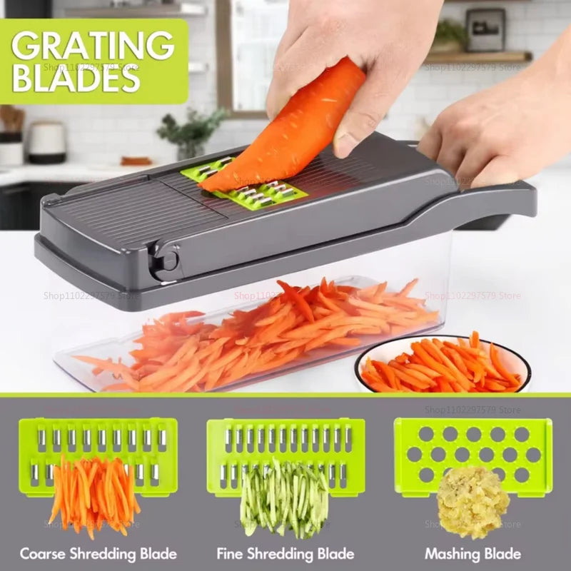 Multifunctional Portable Kitchen Chopper Vegetable Shredder Slicer, Potato Carrot Grater, Fruit Veggie Home Food Processor