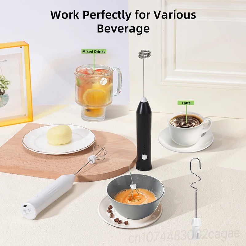 Electric Milk Frother – Handheld Coffee Foam Maker