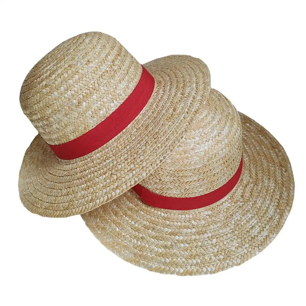 31cm/35CM Anime Straw Hat Festivals Party Cosplay Props Sun Protection Hat Parent-child Summer Sun Straw Beach Hat For Men Women