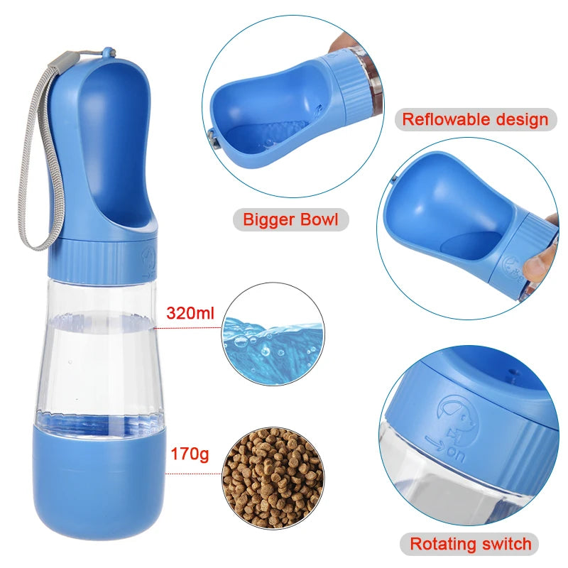 Portable Dog Water Bottle (2-in-1 Travel Feeder)