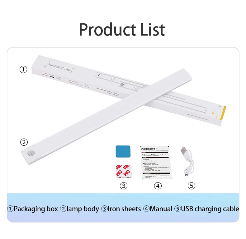 Motion Sensor Light Wireless LED Night Light USB Rechargeable Night Lamp Cabinet Wardrobe Lamp Under Backlight For Kitchen Led