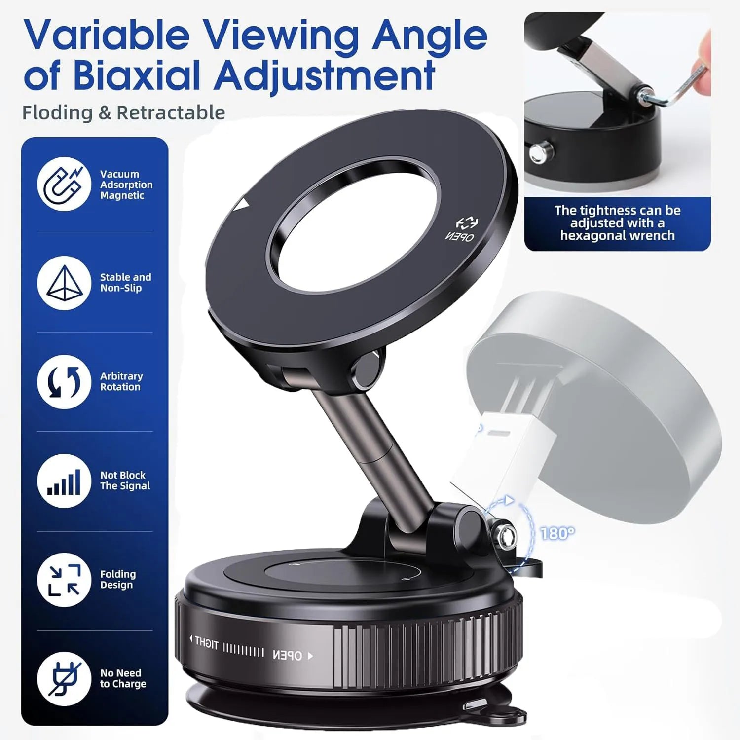 360° Magnetic Car Phone Holder (Strong Grip MagSafe Mount)