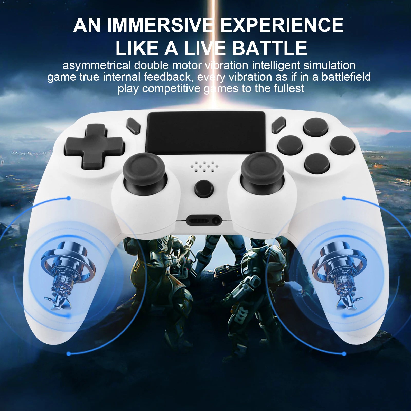 Wireless Gaming Controller – Dual Vibration & 6-Axis Motion (PS4 / PC Compatible)