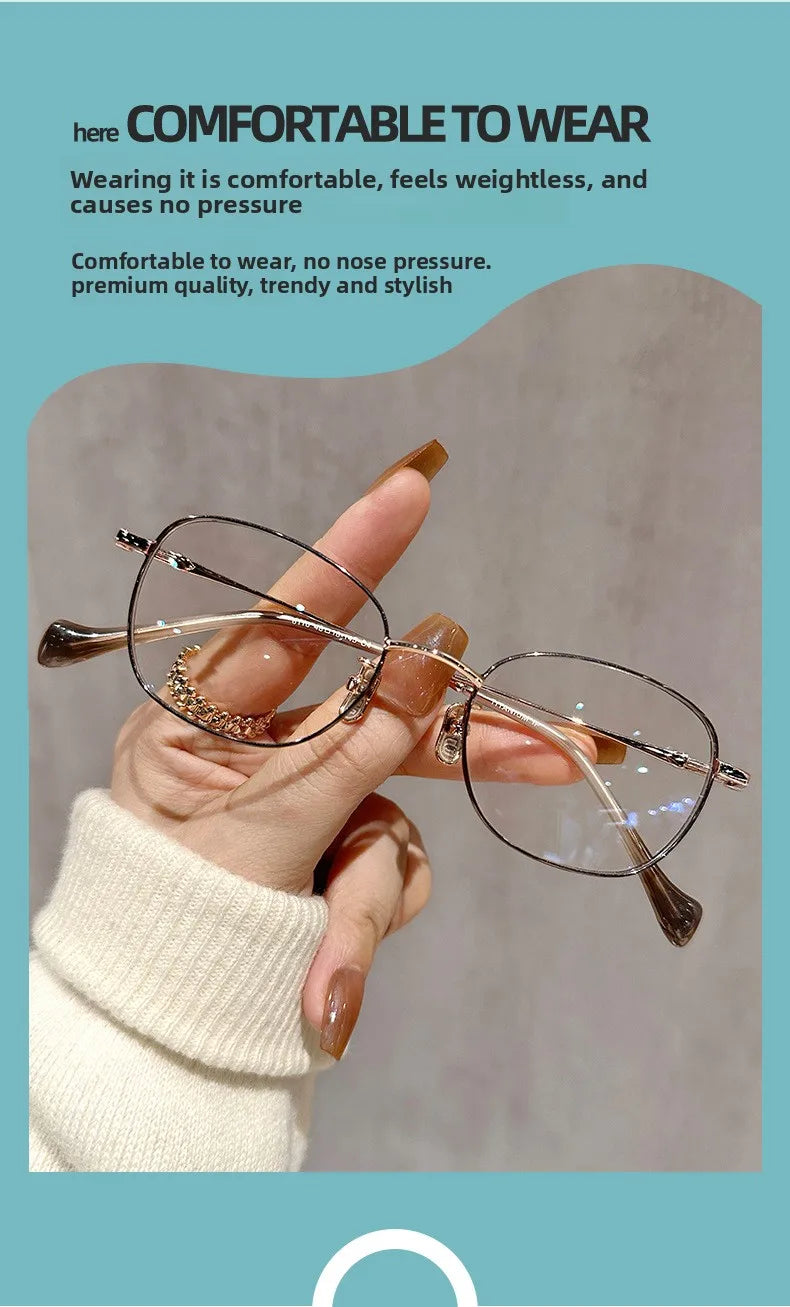 EYORA Ultralight Luxury Alloy Small Frame Reading Glasses Anti Blue Light Myopia and Hyperopia Photochromic Prescription Eyewear