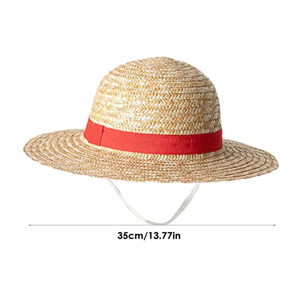 31cm/35CM Anime Straw Hat Festivals Party Cosplay Props Sun Protection Hat Parent-child Summer Sun Straw Beach Hat For Men Women