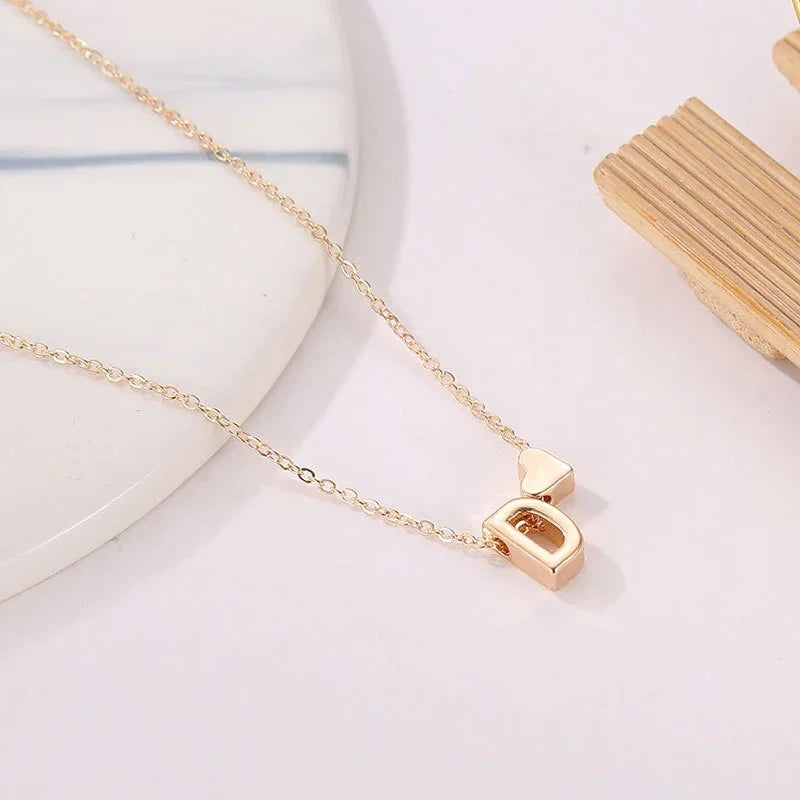 Elegant Heart Initial Necklace