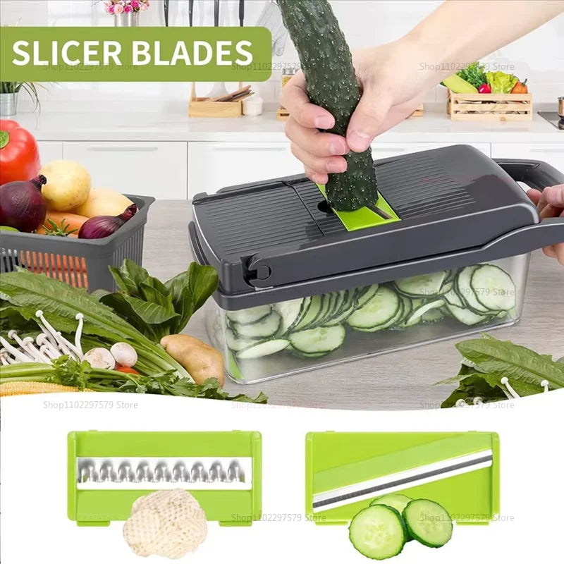 Multifunctional Portable Kitchen Chopper Vegetable Shredder Slicer, Potato Carrot Grater, Fruit Veggie Home Food Processor