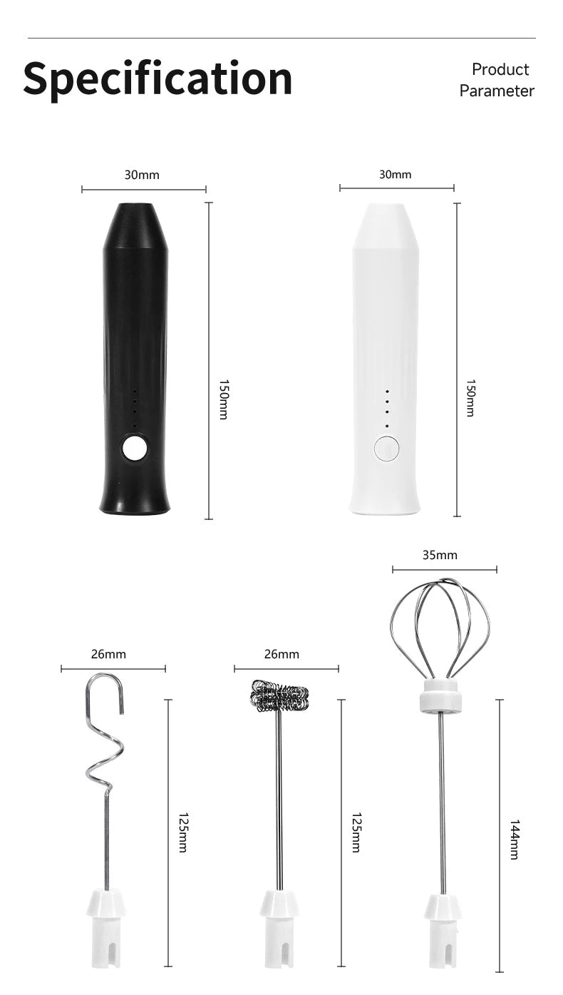 Electric Milk Frother – Handheld Coffee Foam Maker