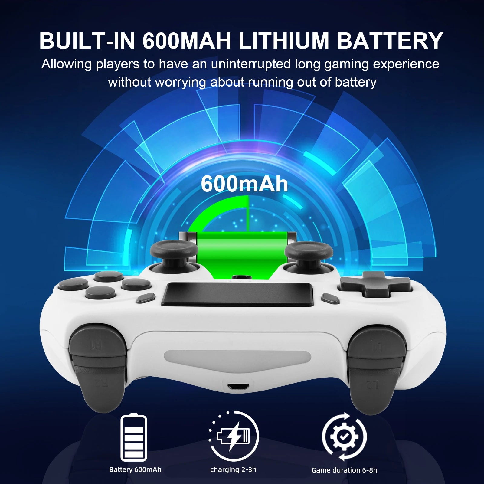 Wireless Gaming Controller – Dual Vibration & 6-Axis Motion (PS4 / PC Compatible)